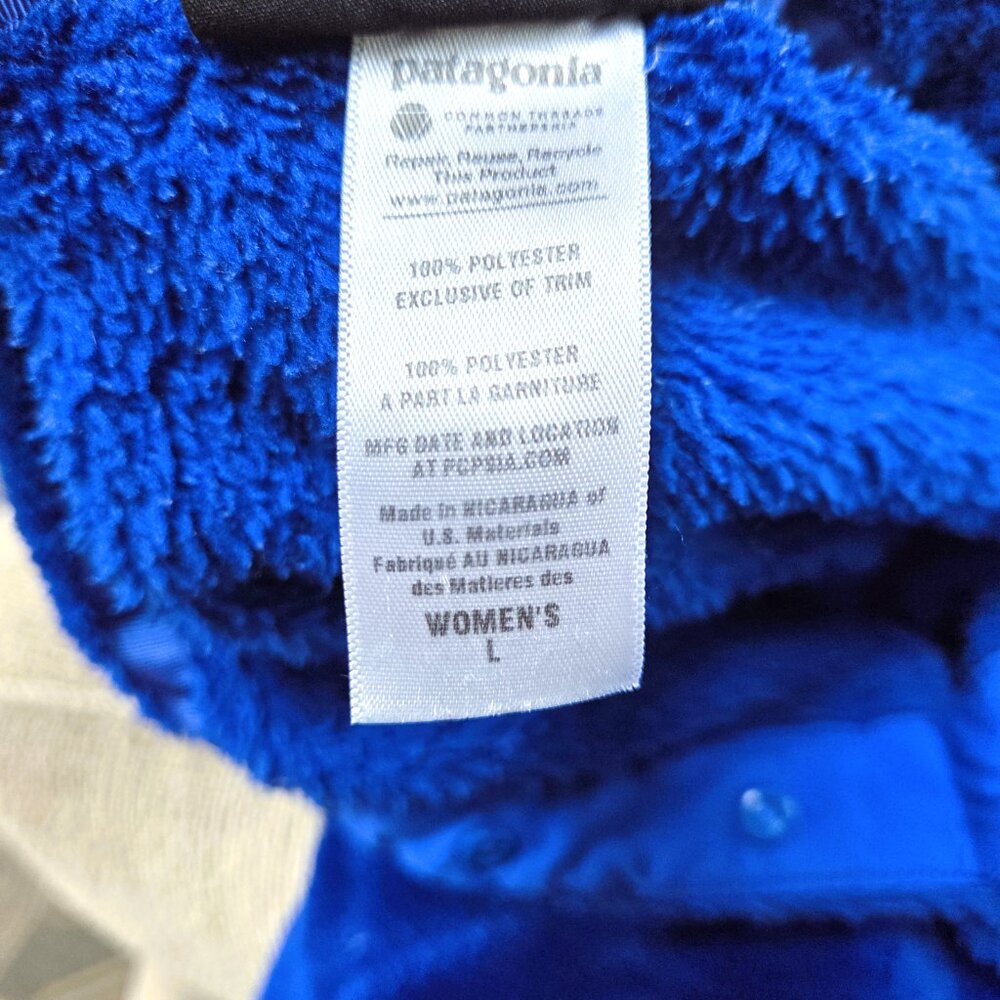 Patagonia Blue Re-Tool Snap-T Fleece Pullover Polartec Fluffy Womens Large - Picture 4 of 4